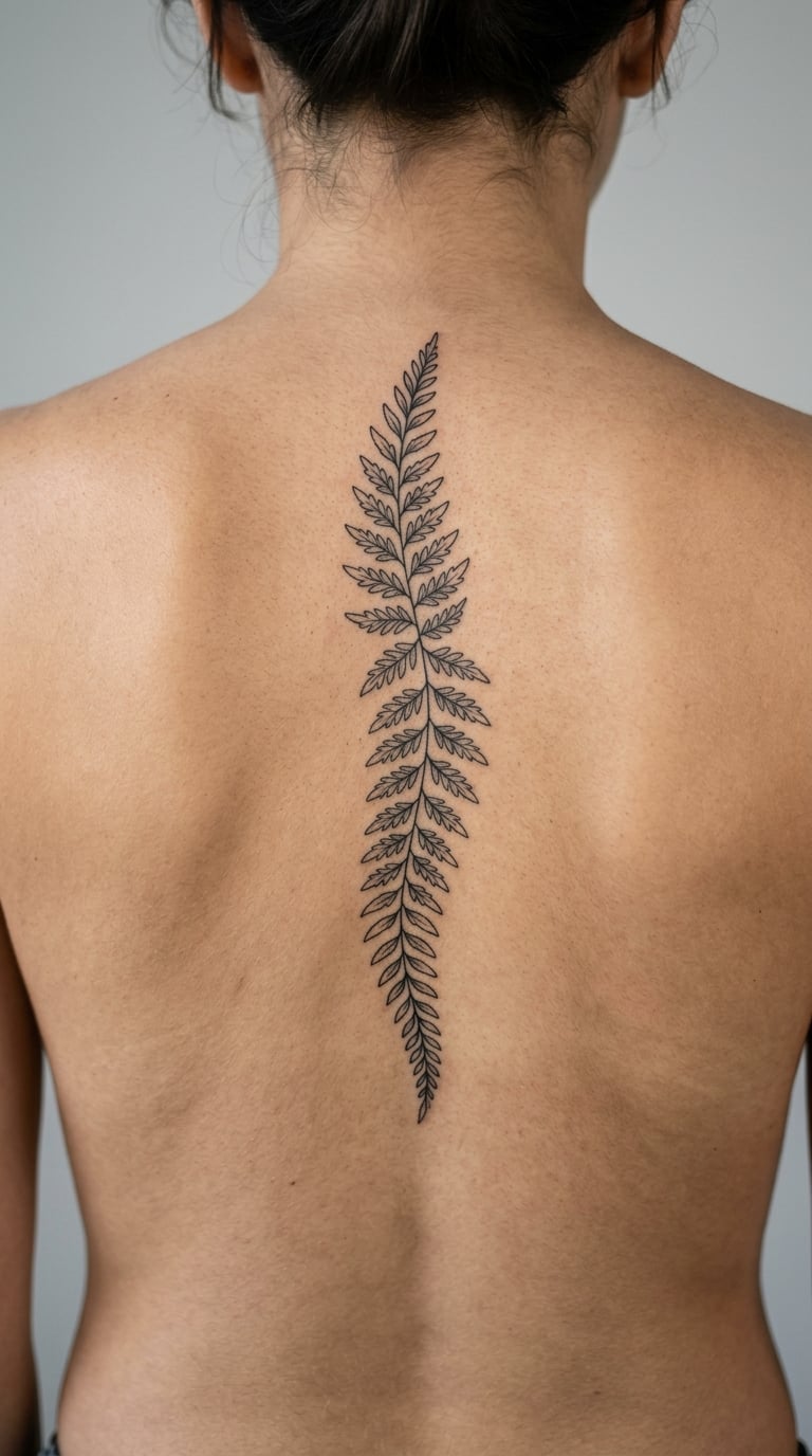 Fern Stem Climbing Down the Spine
