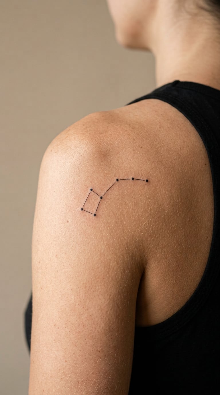 Fine Line Constellation Map on the Shoulder Cap