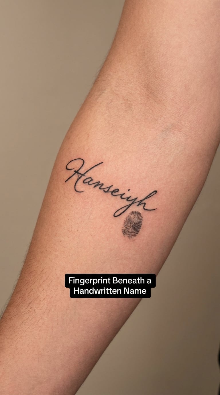 Fingerprint Beneath a Handwritten Name