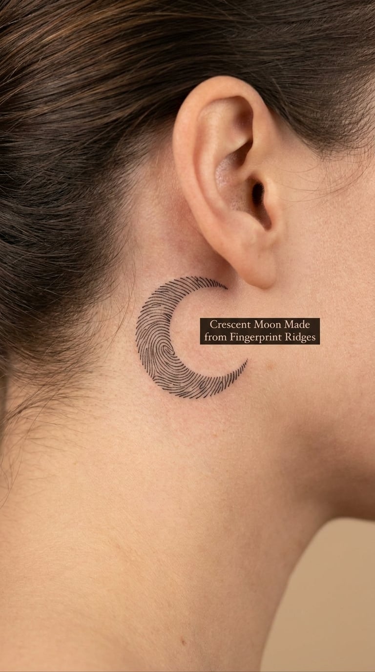 Crescent Moon Made from Fingerprint Ridges