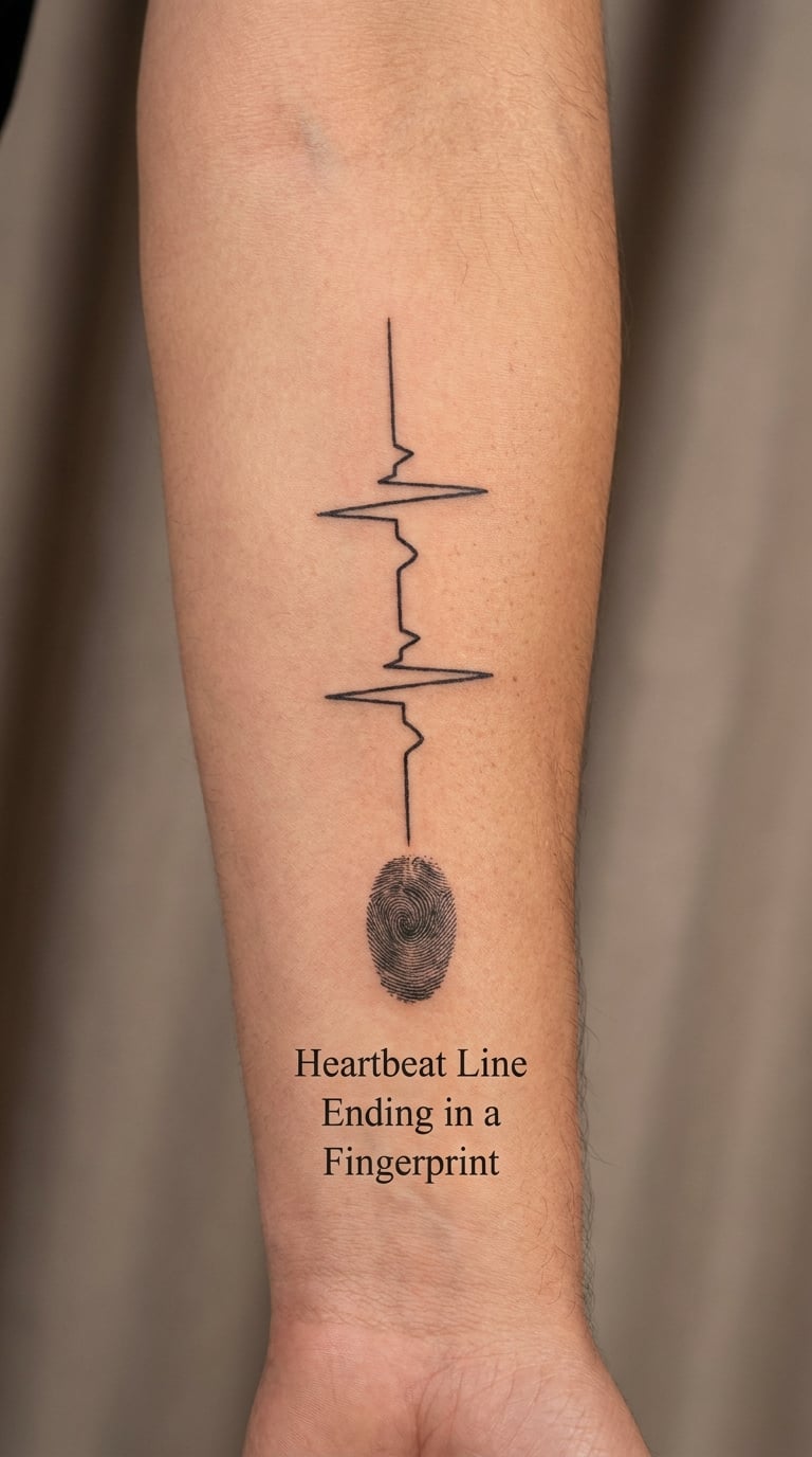 Heartbeat Line Ending in a Fingerprint