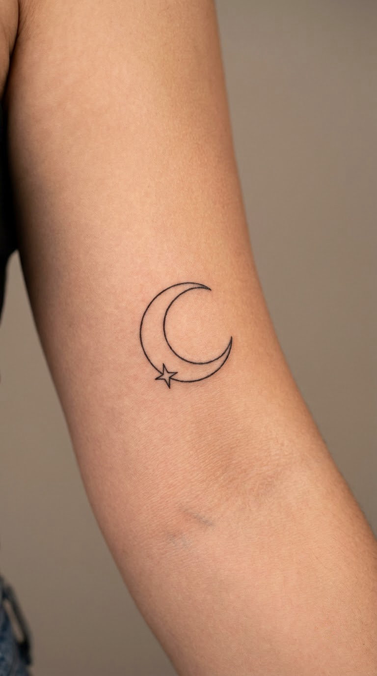 Single Line Crescent Moon