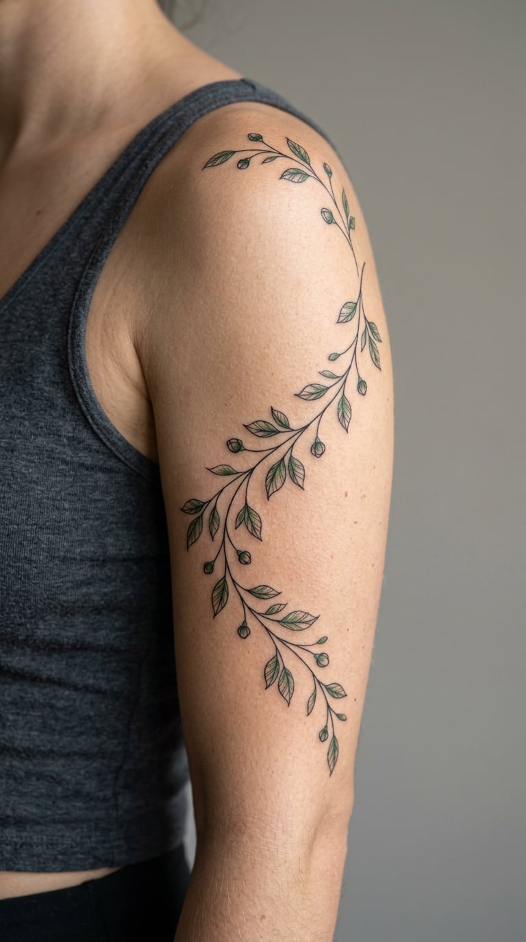 Trailing Vine with Small Buds from Shoulder to Upper Arm