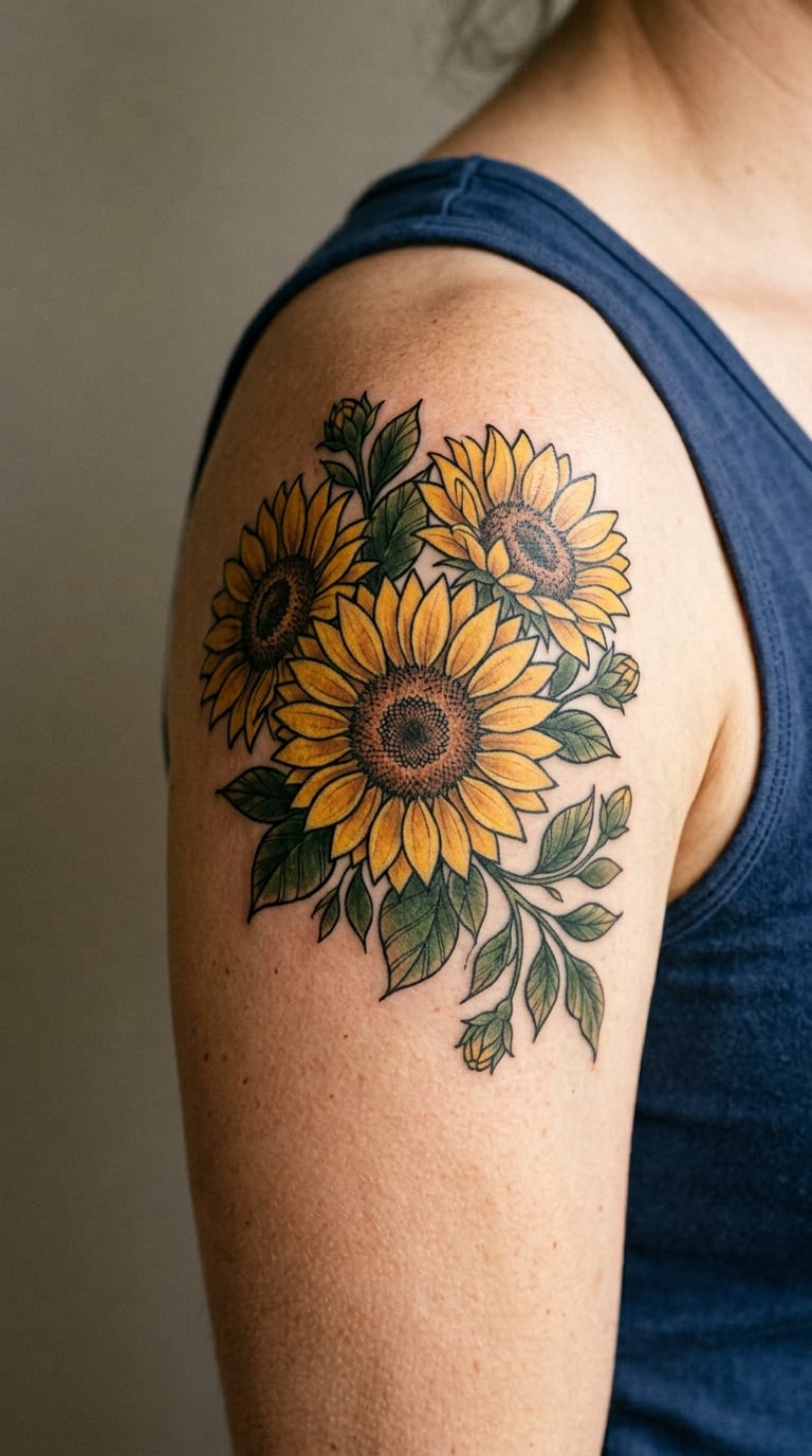 Sunflower Cluster on the Front Deltoid