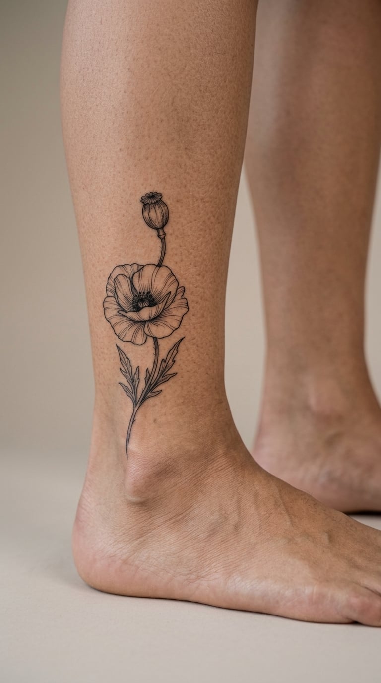 Botanical Poppy With a Seed Pod
