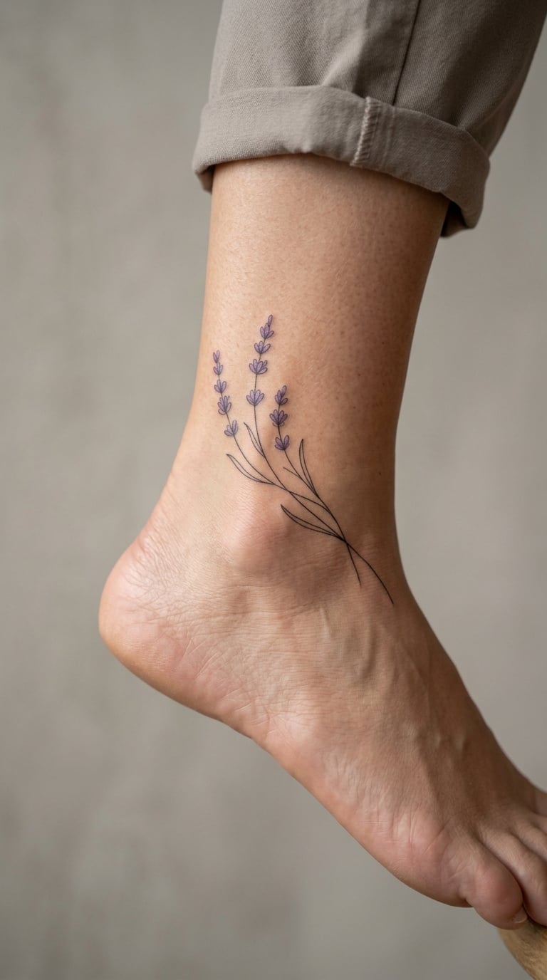 Lavender Stems Wrapping the Ankle Bone