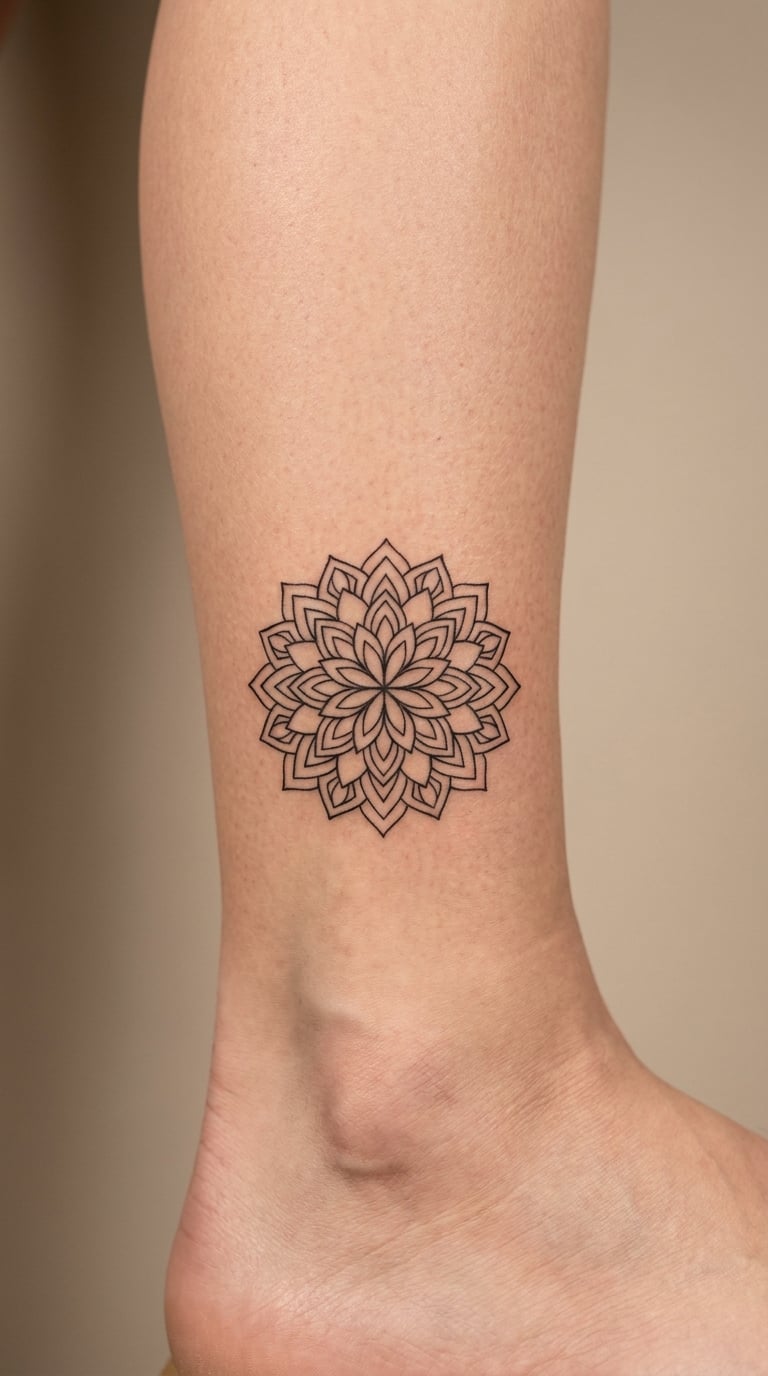 Mandala Medallion Centred Above the Ankle Bone