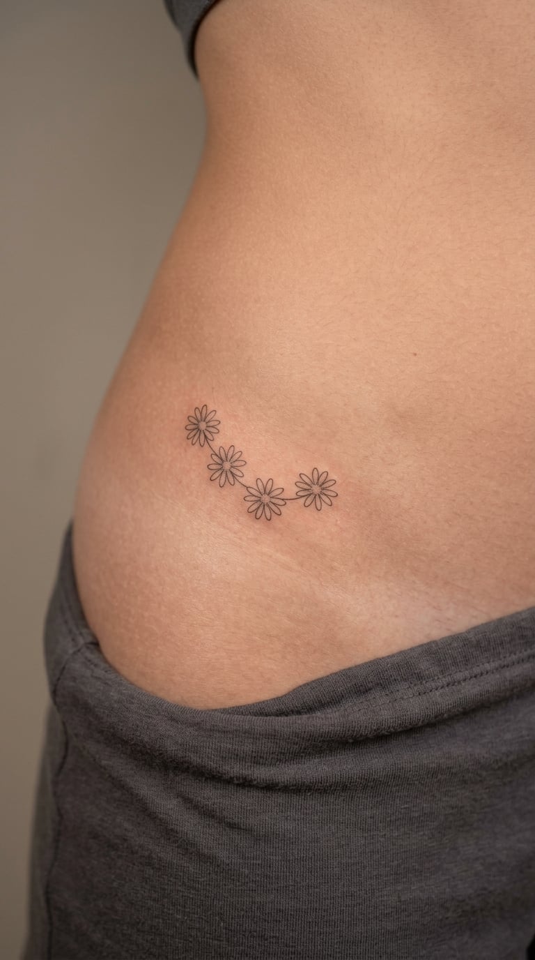 Small daisy chain at the top of the hip