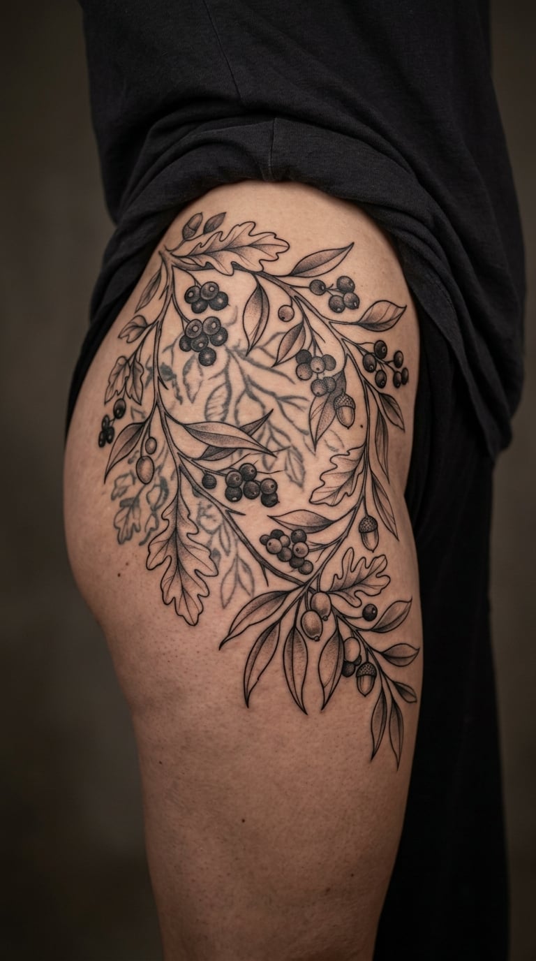 Botanical branch rework over an old hip piece