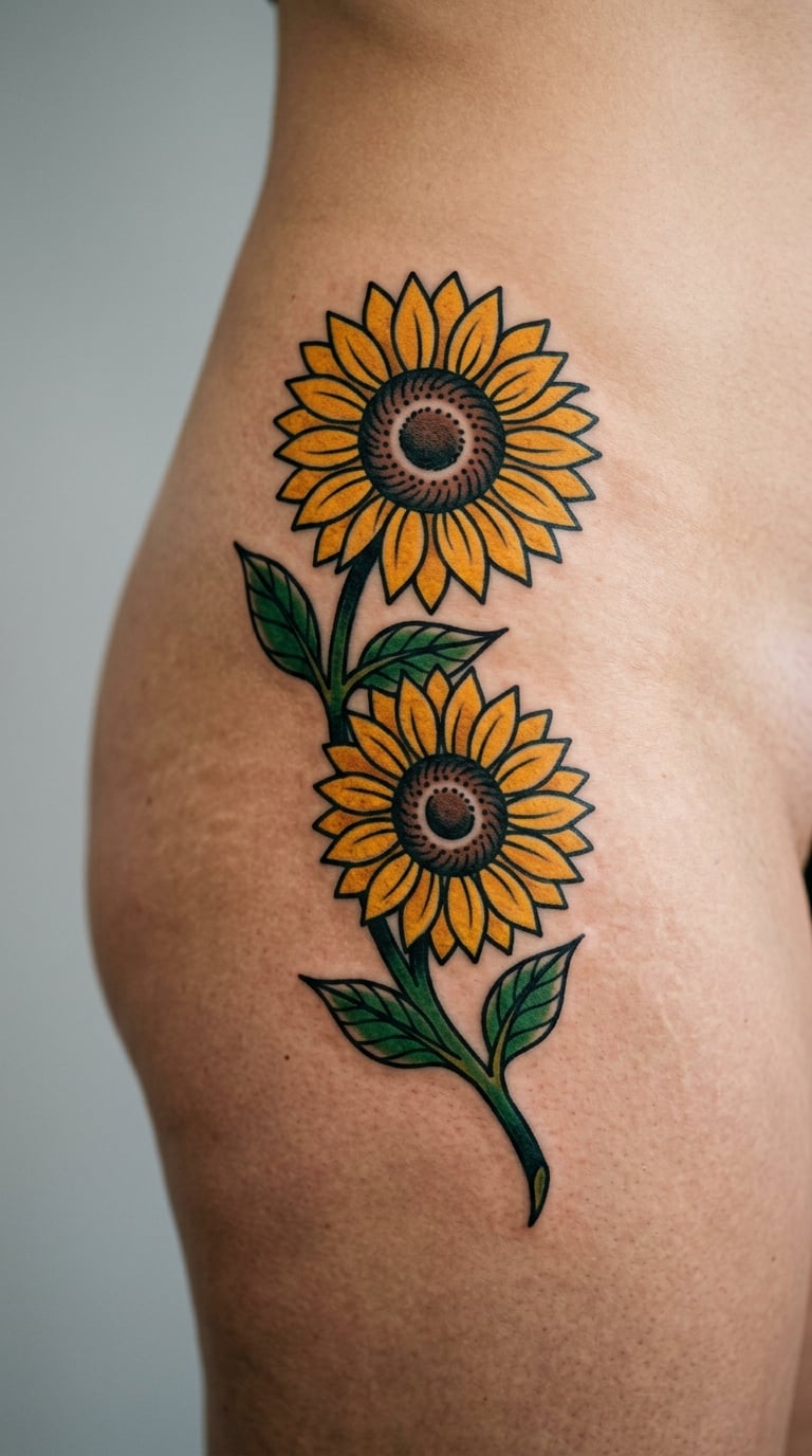 Sunflower pair on the hip dip