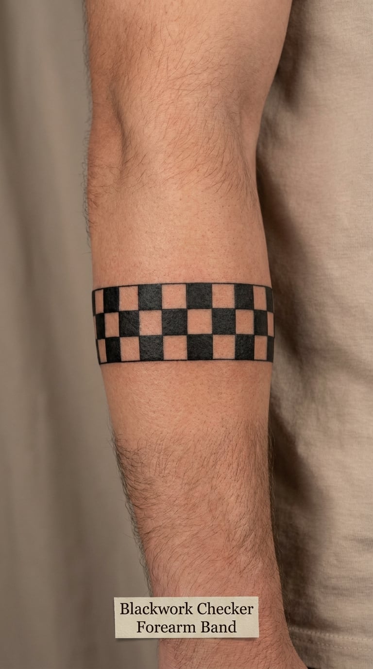 Blackwork Checker Forearm Band