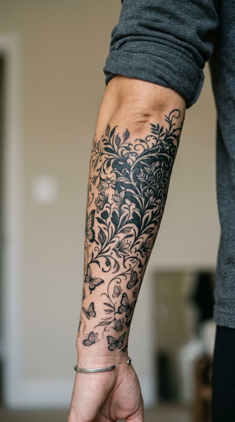 Butterfly and Vine Gradient Sleeve