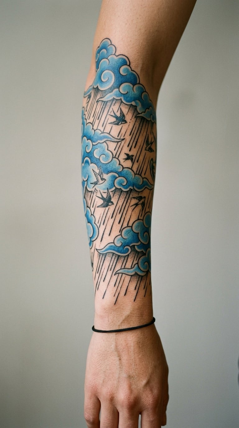 Traditional Cloud and Rain Sleeve