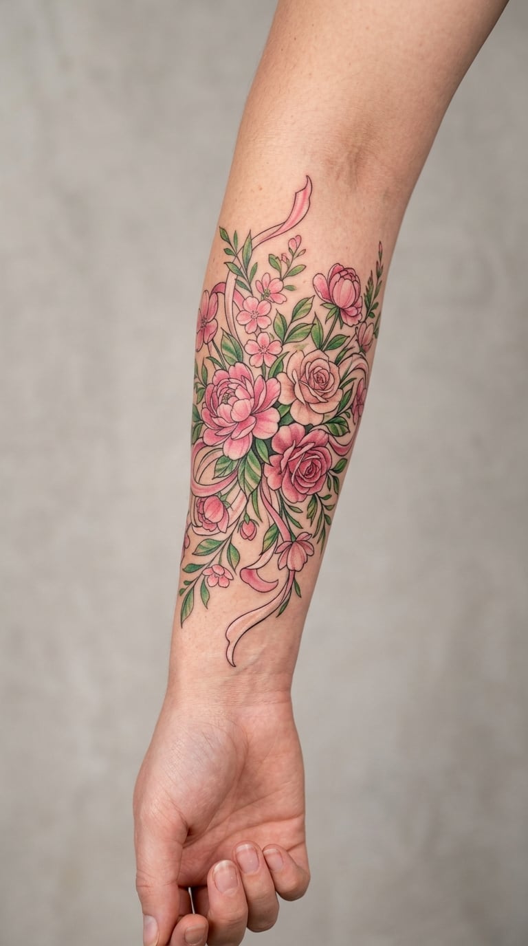 Floral Bouquet and Ribbon Arm Sleeve