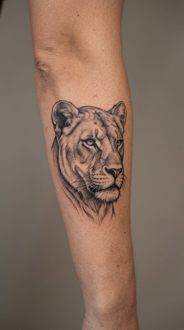 Lioness Portrait in Micro-Realism