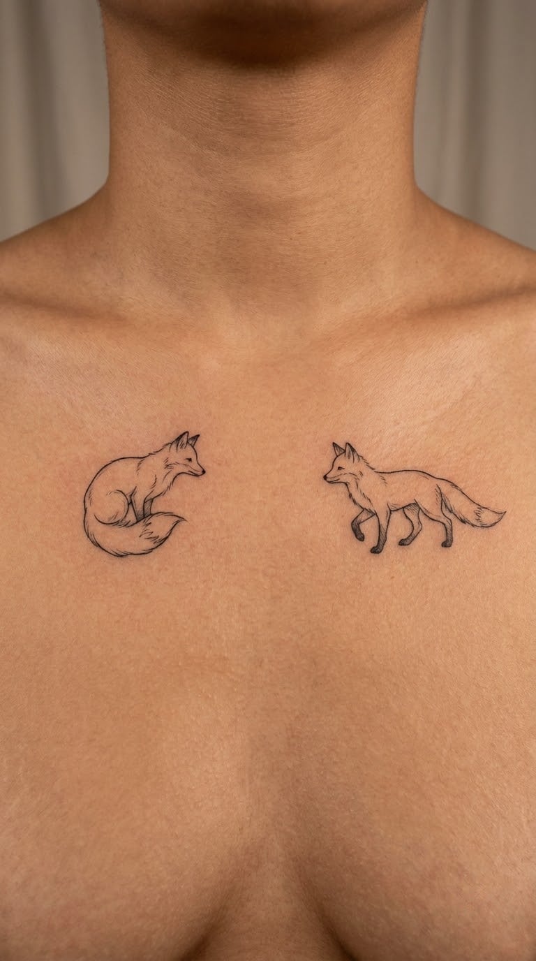 Two Foxes Facing Each Other