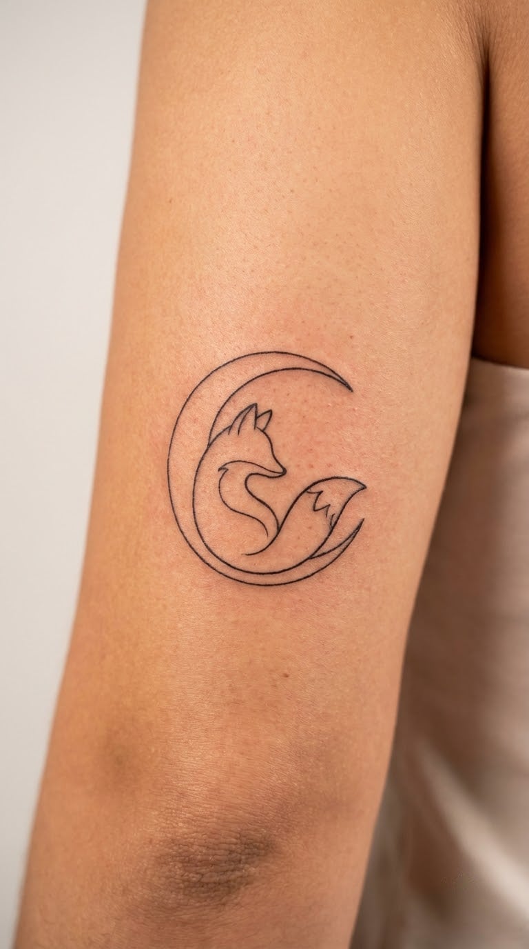 Curled Fox in a Crescent