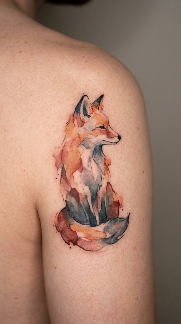 Watercolor Fox in Profile