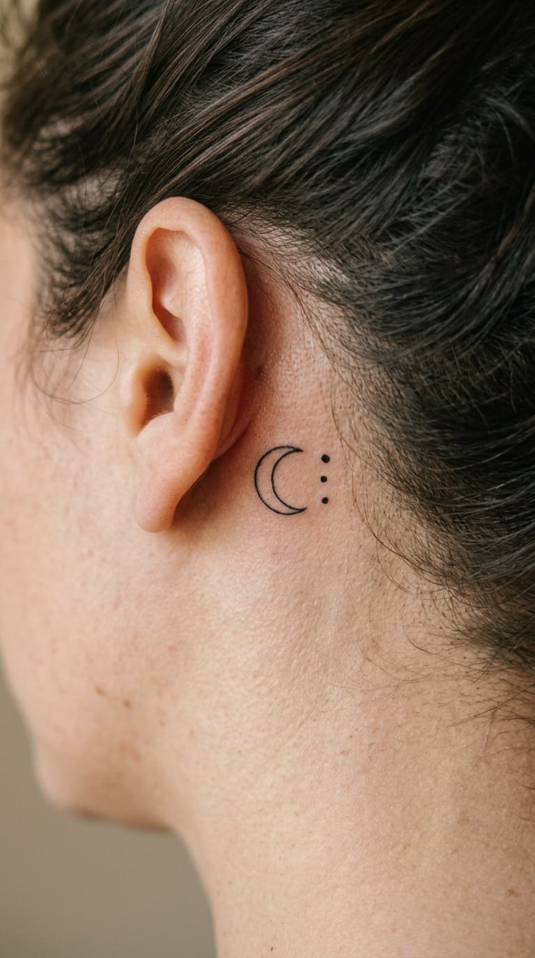 Crescent Moon with Freckled Stars
