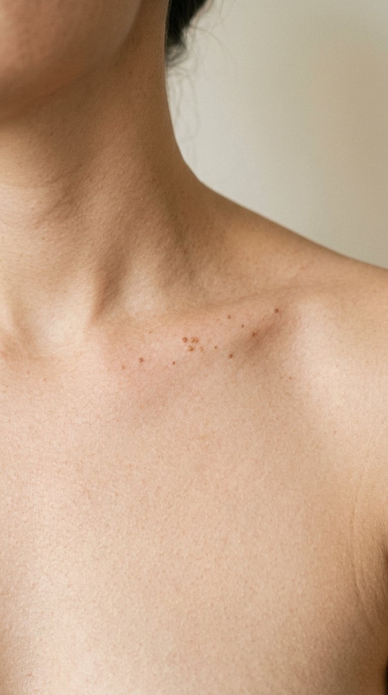 Scattered Freckles Across the Collarbone
