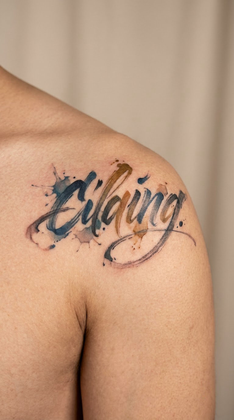 Sauvage Watercolor Shoulder Tattoo