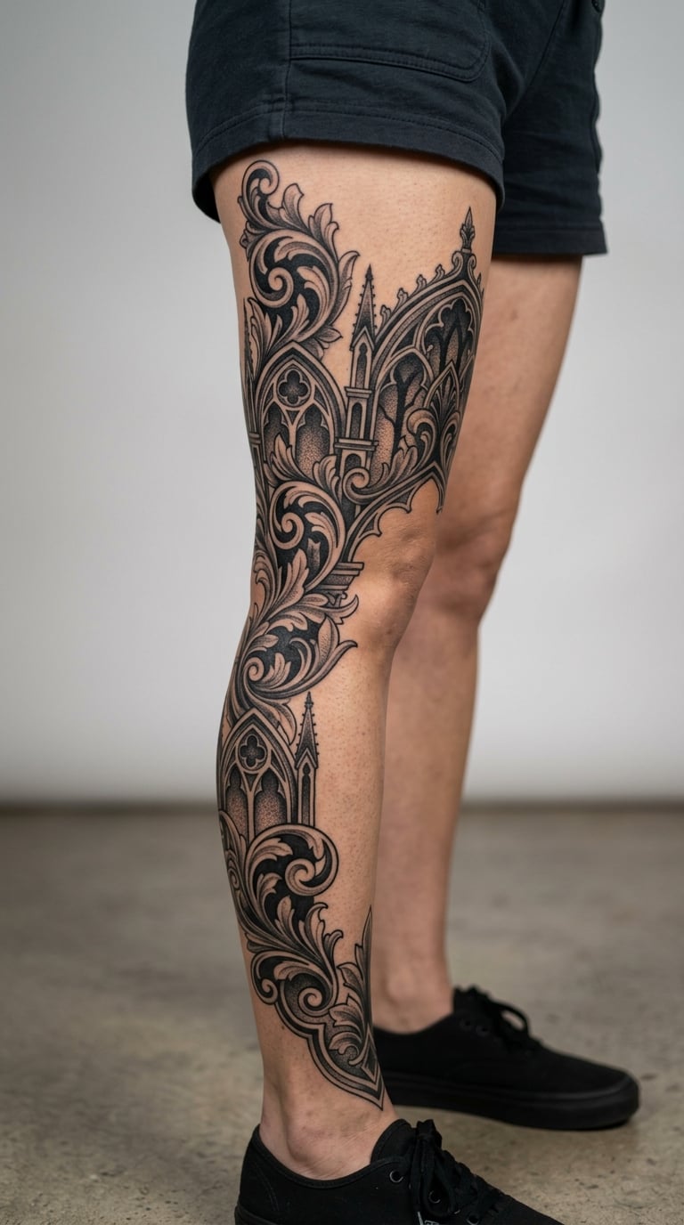 Blackwork Gothic Filigree Panel
