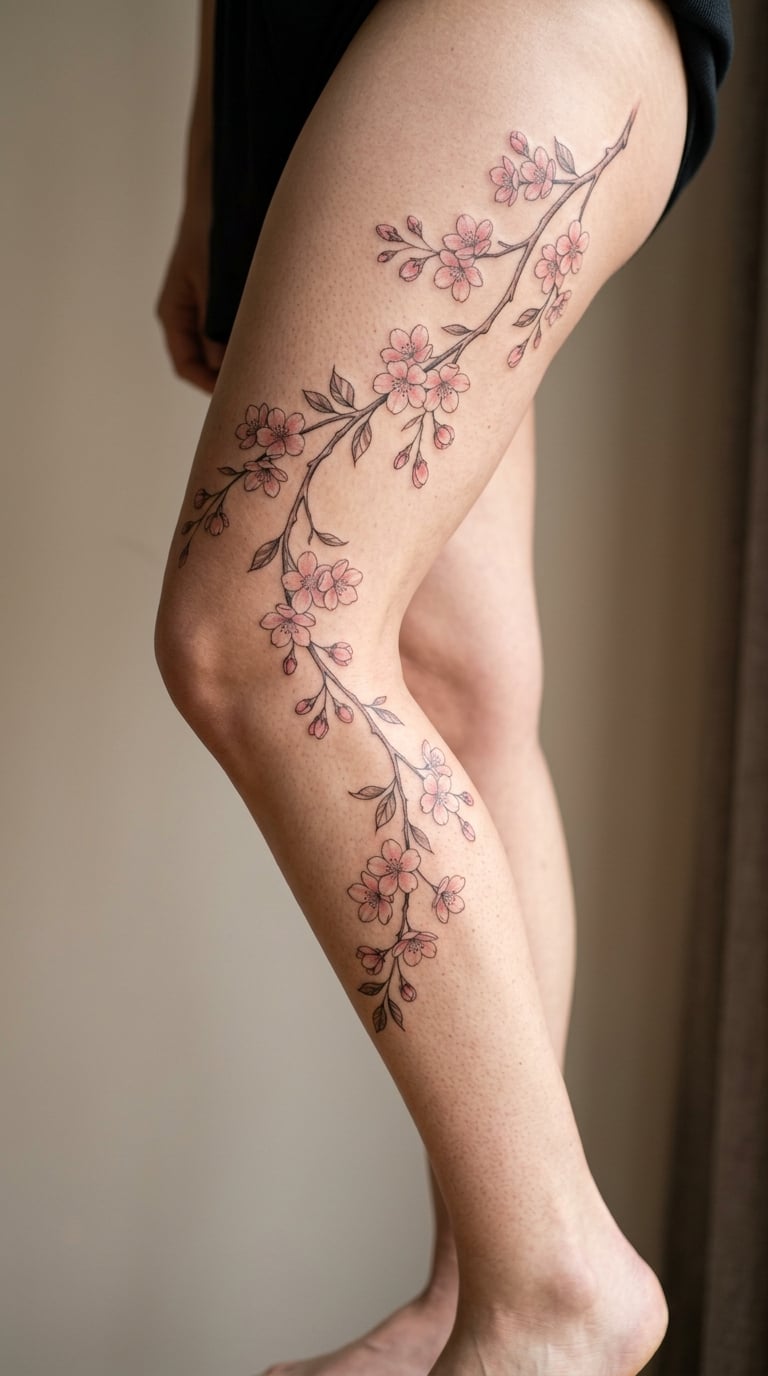 Cherry Blossom Branch in Motion