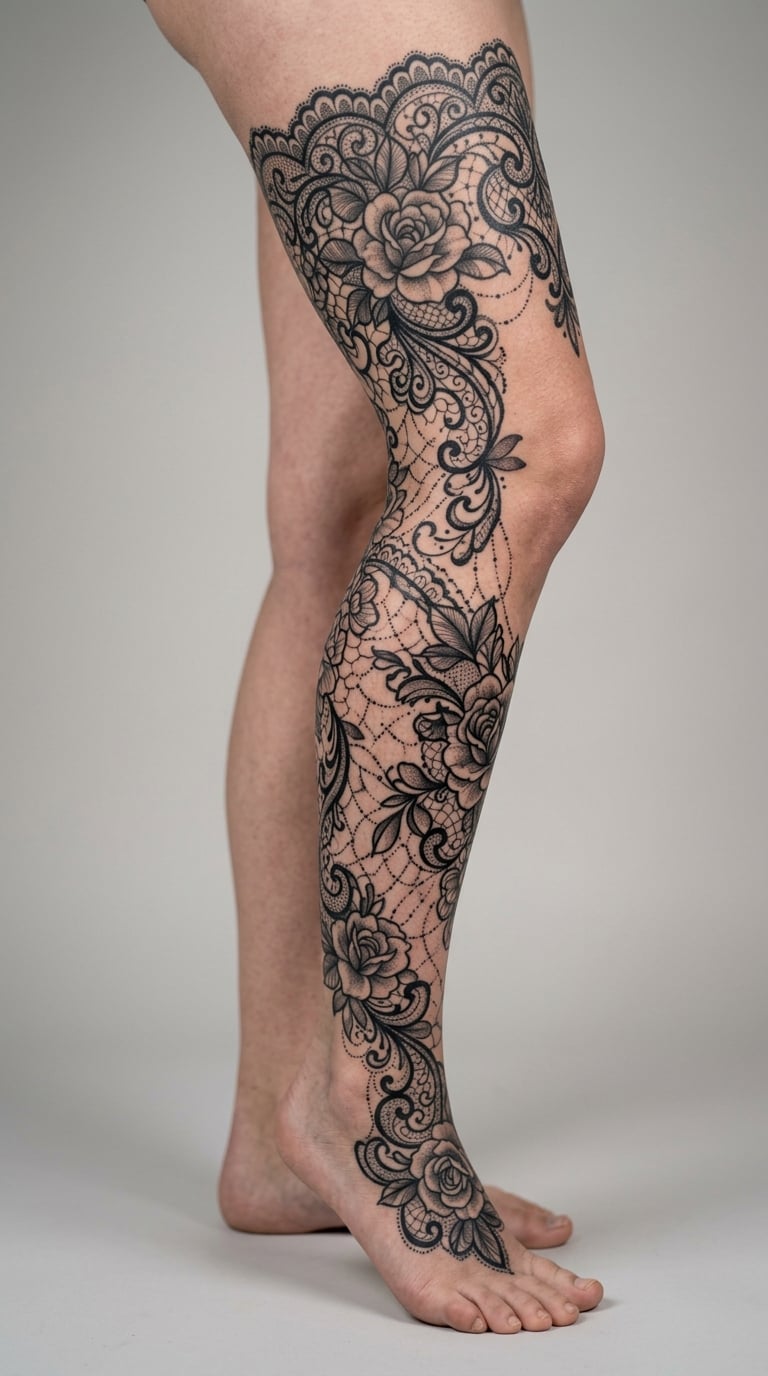 Floral Lace-Stocking Design