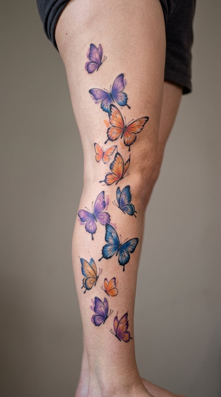 Watercolor Butterfly Migration Scene