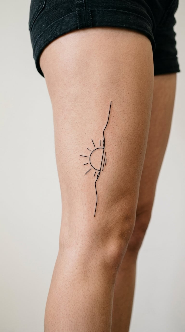 Minimalist Single-Line Sun and Horizon