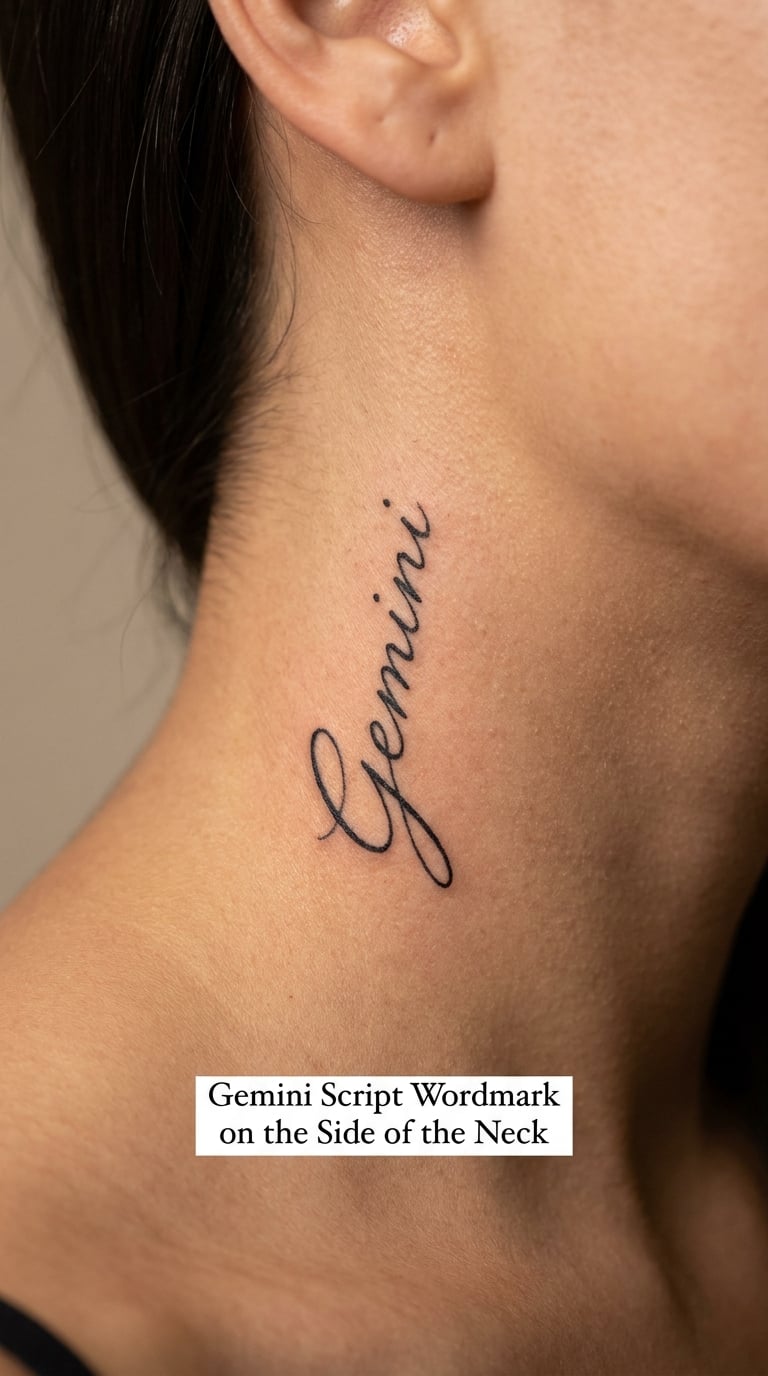 Gemini Script Wordmark on the Side of the Neck