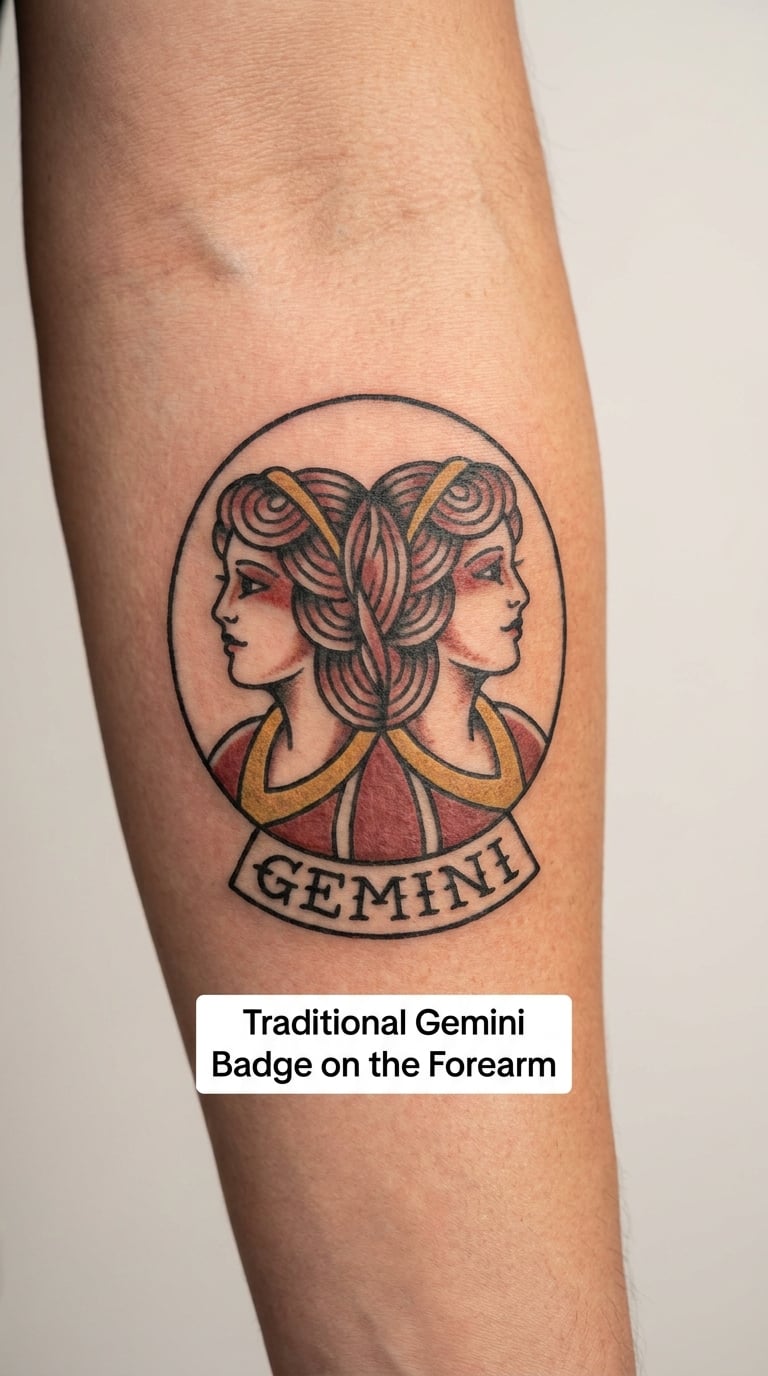 Traditional Gemini Badge on the Forearm