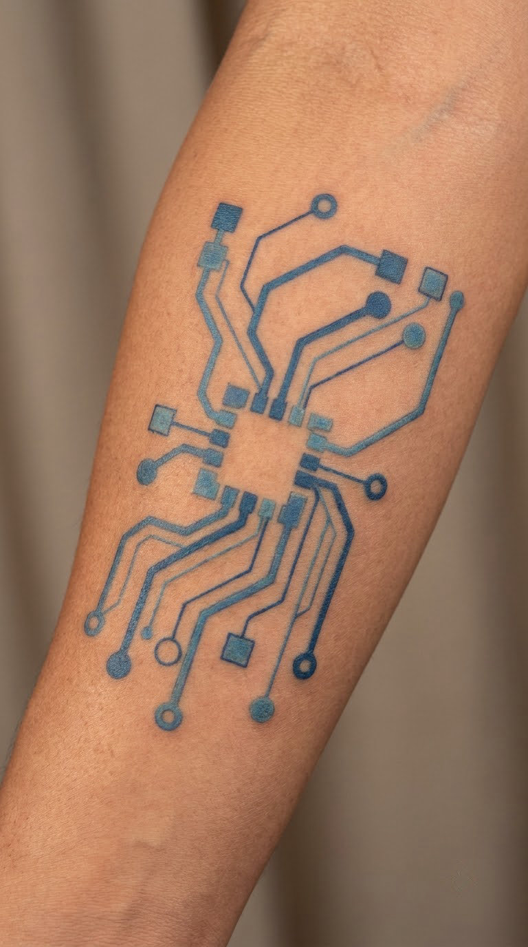 Blue Circuit Grid