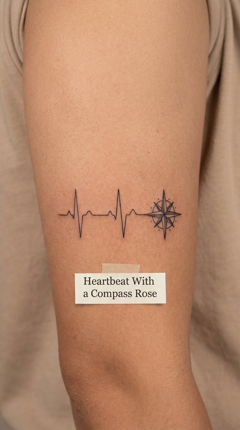 Heartbeat With a Compass Rose