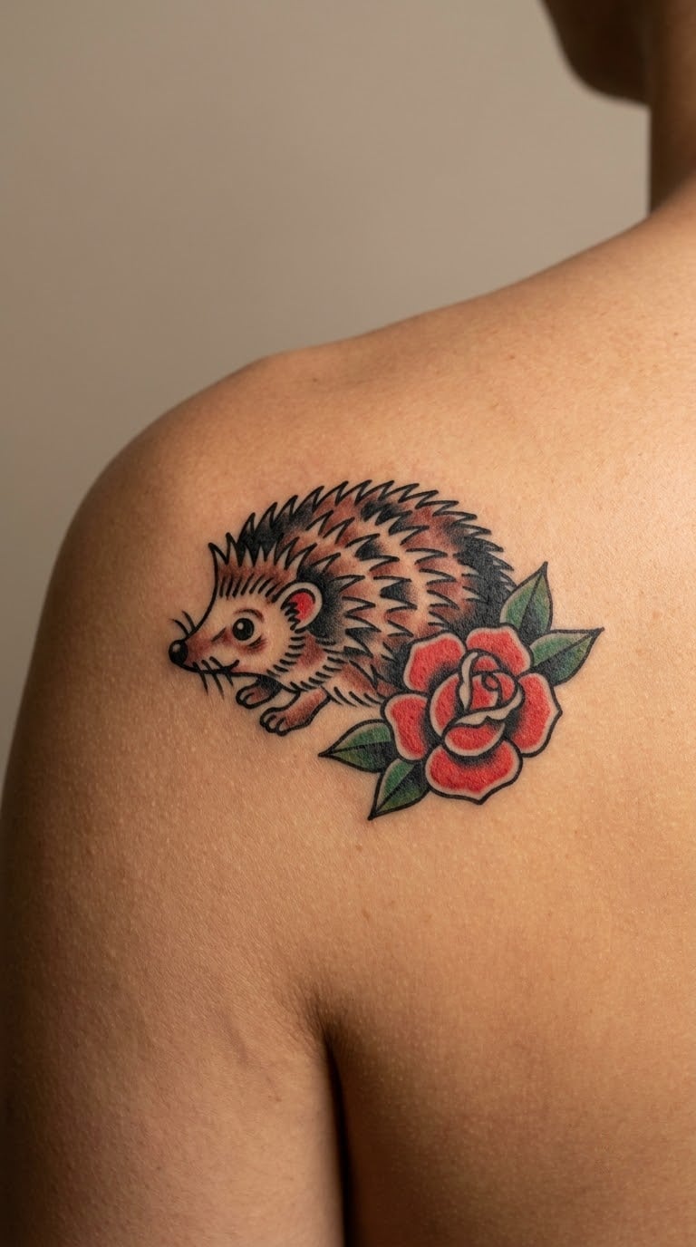 Traditional Rose and Hedgehog