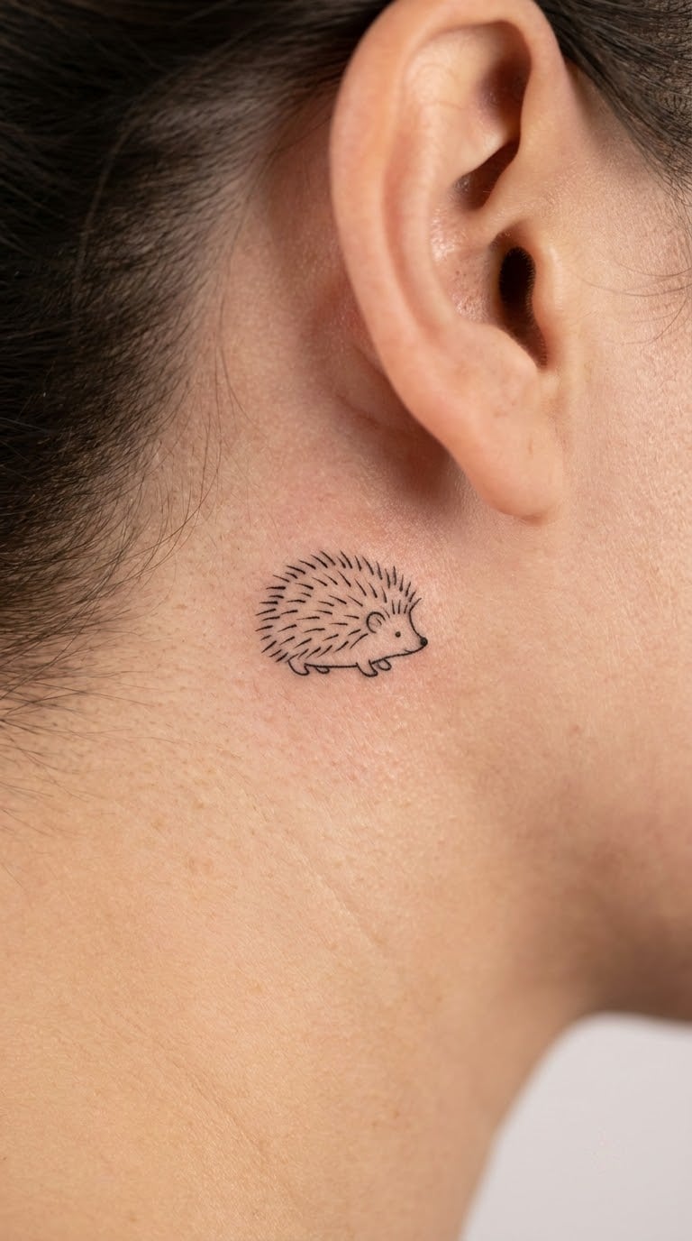 Micro Hedgehog Behind the Ear
