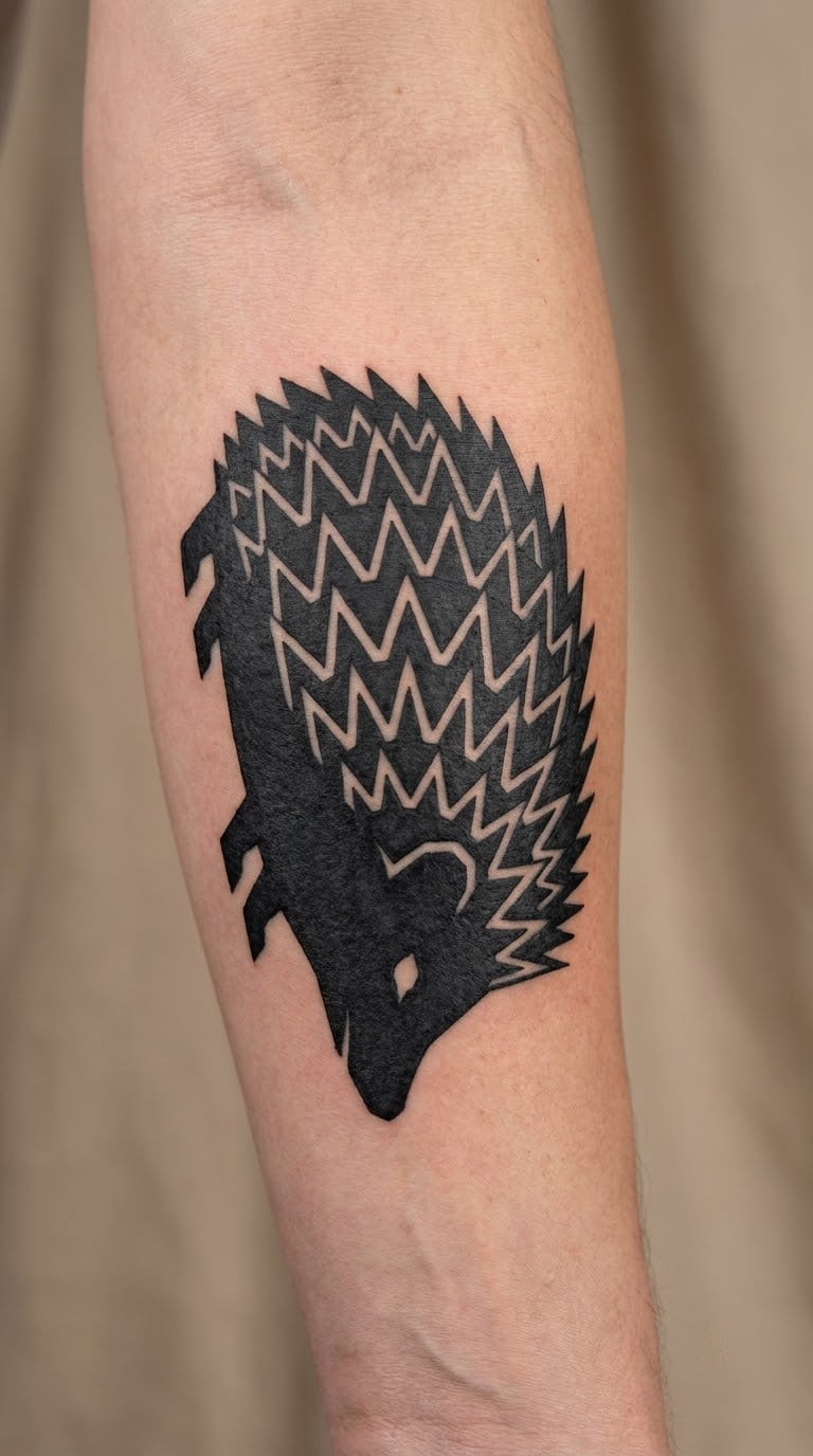 Blackwork Spiky Hedgehog