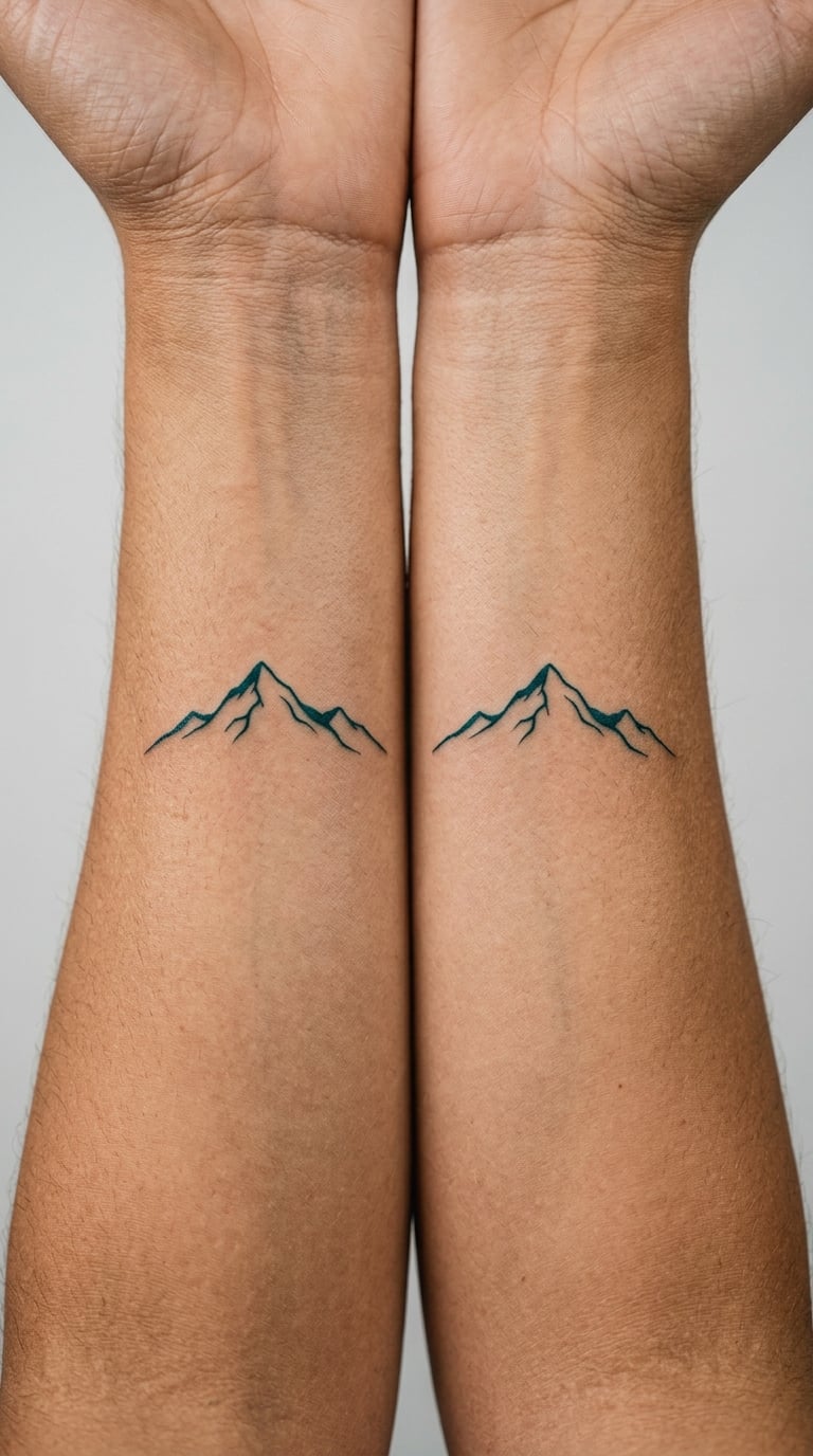 Minimalist Mountain Peaks in Matching Ink