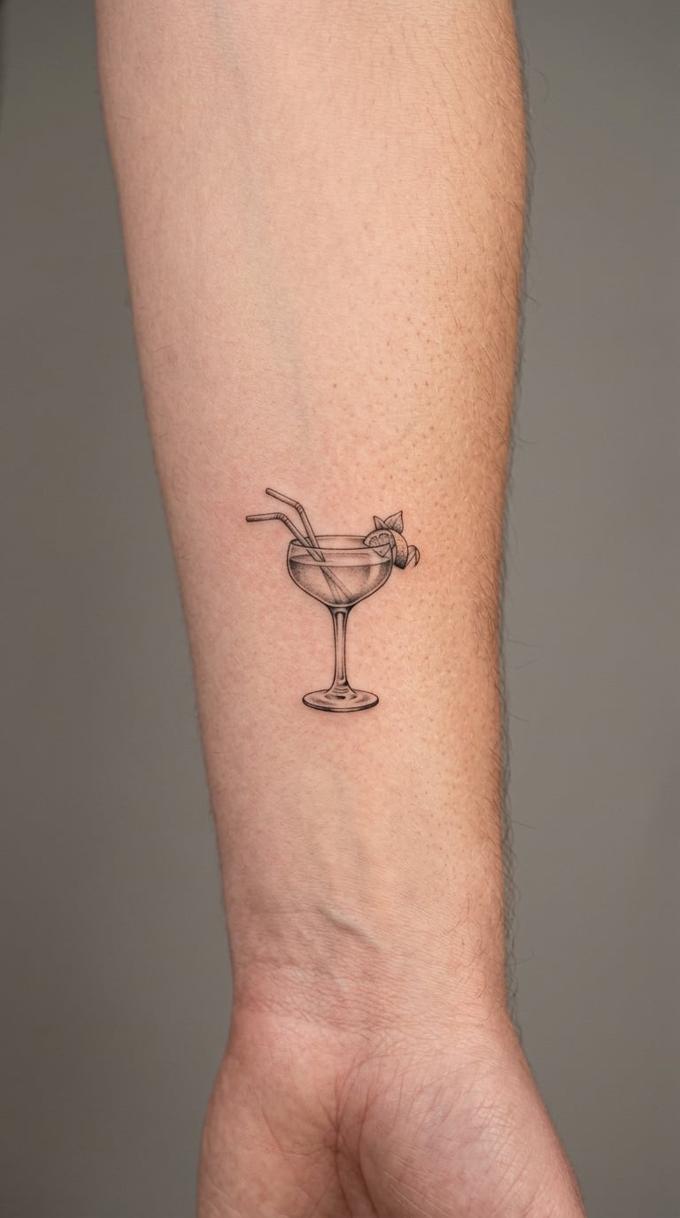 Micro-Realistic Cocktail with Two Straws
