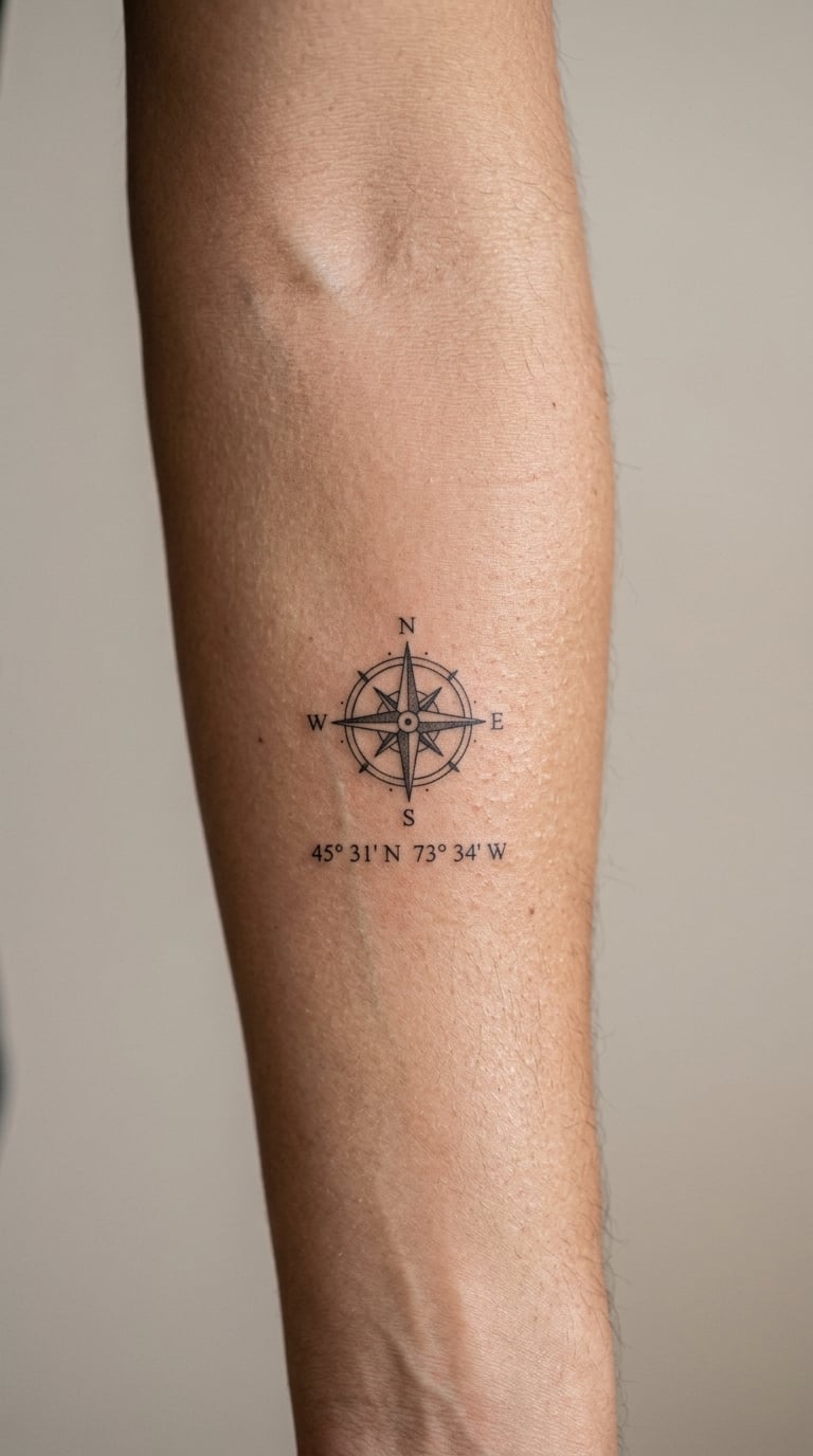 Compass Rose with Wedding Coordinates