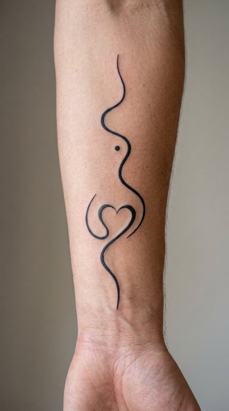 Abstract Route and Heart in Blackwork