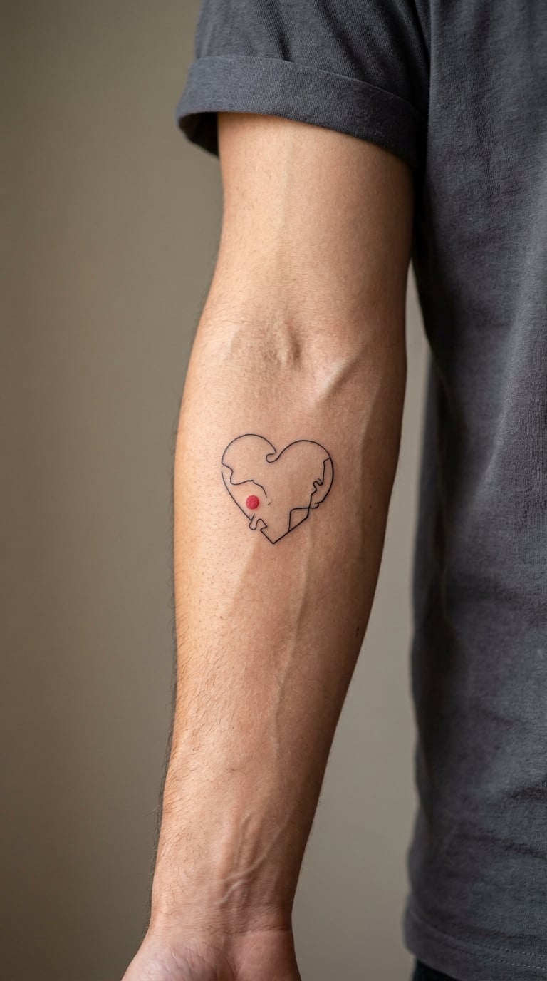 Red Ink Map Heart