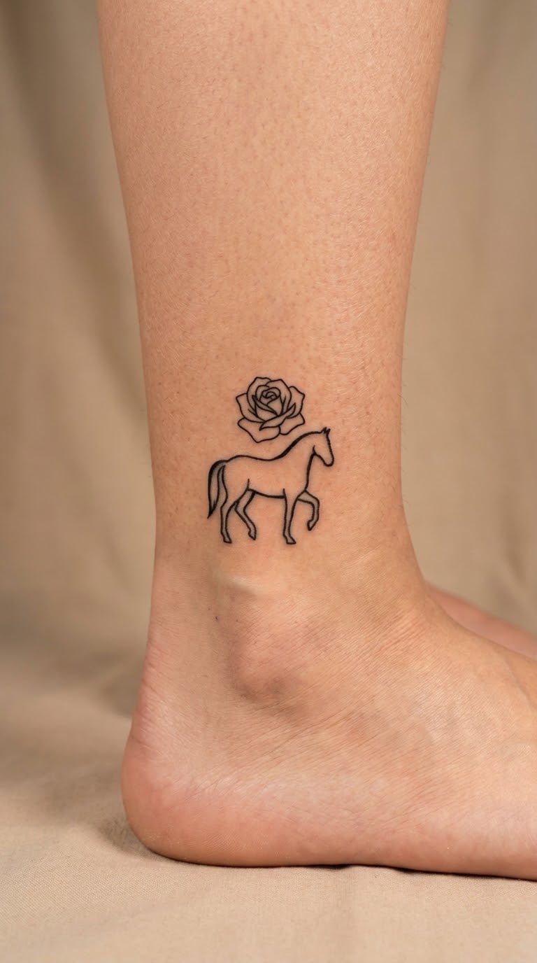 Horse and Rose on the Ankle