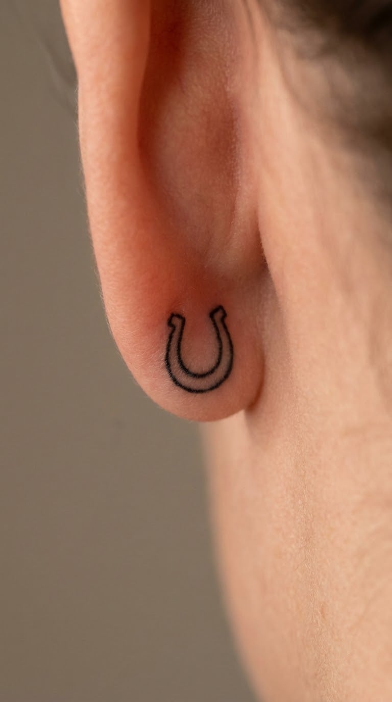 Tiny Horse-Shoe Symbol Behind the Ear