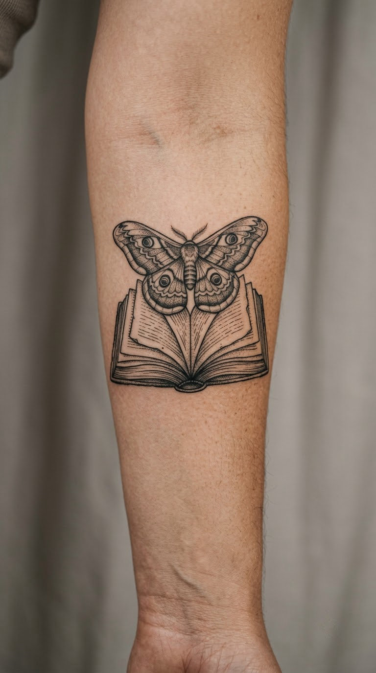 Open Book with a Moth