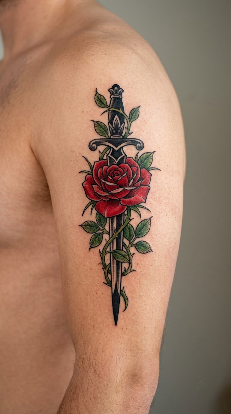 Layered Rose and Dagger