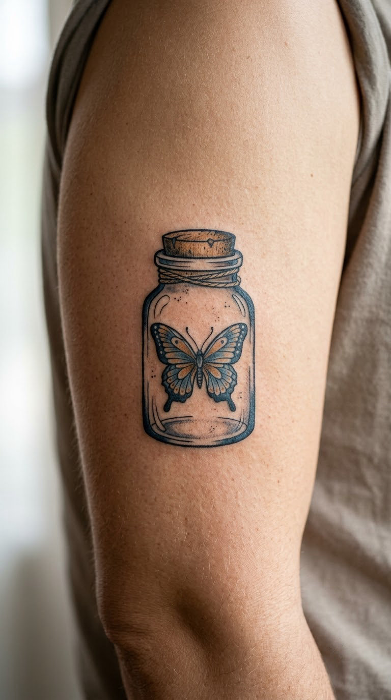 Vintage Butterfly in a Jar