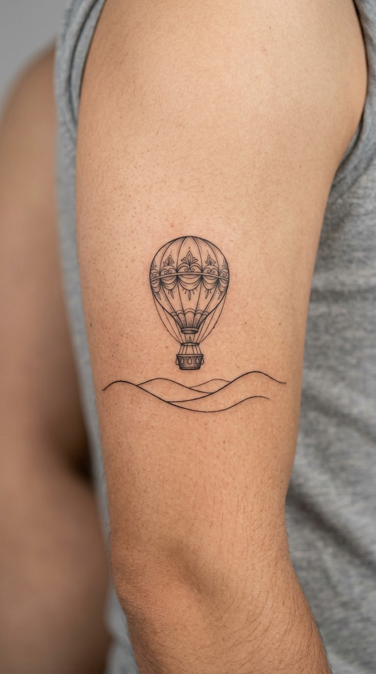 Hot Air Balloon over Rolling Hills