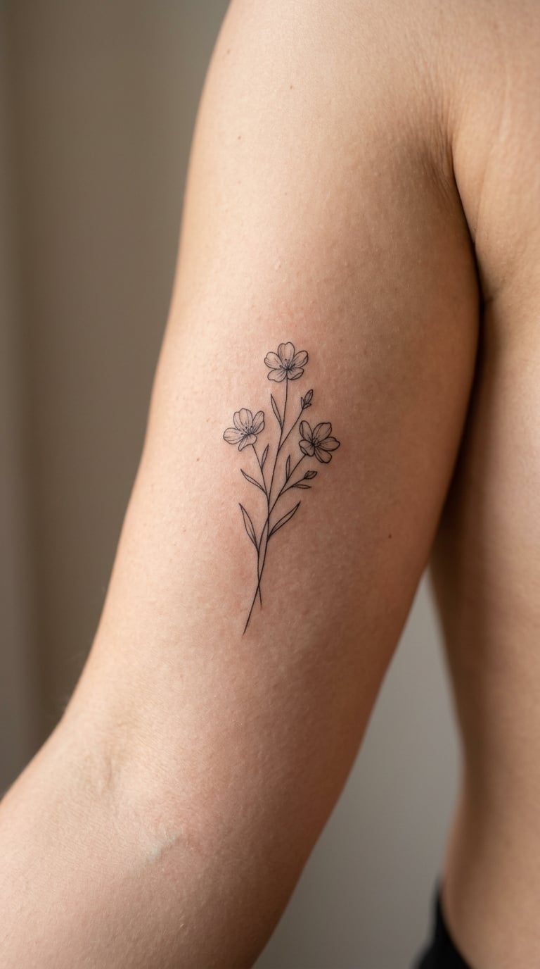 Fine-Line Wildflower Sprig on the Inner Bicep