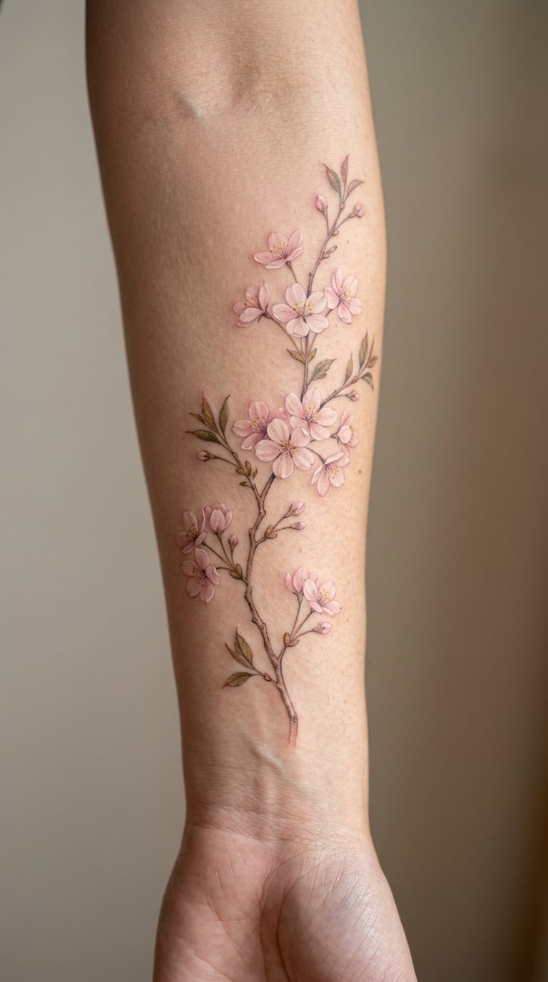Cherry Blossom Branch in Colour